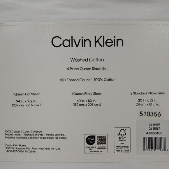 Calvin Klein 4-Piece Queen Sheet Set 300 Thread Count 100% Cotton - Picture 4 of 7
